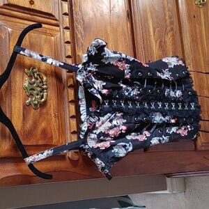 Royal Bones Black Goth Skull & Koi Lace Ribboned Corset